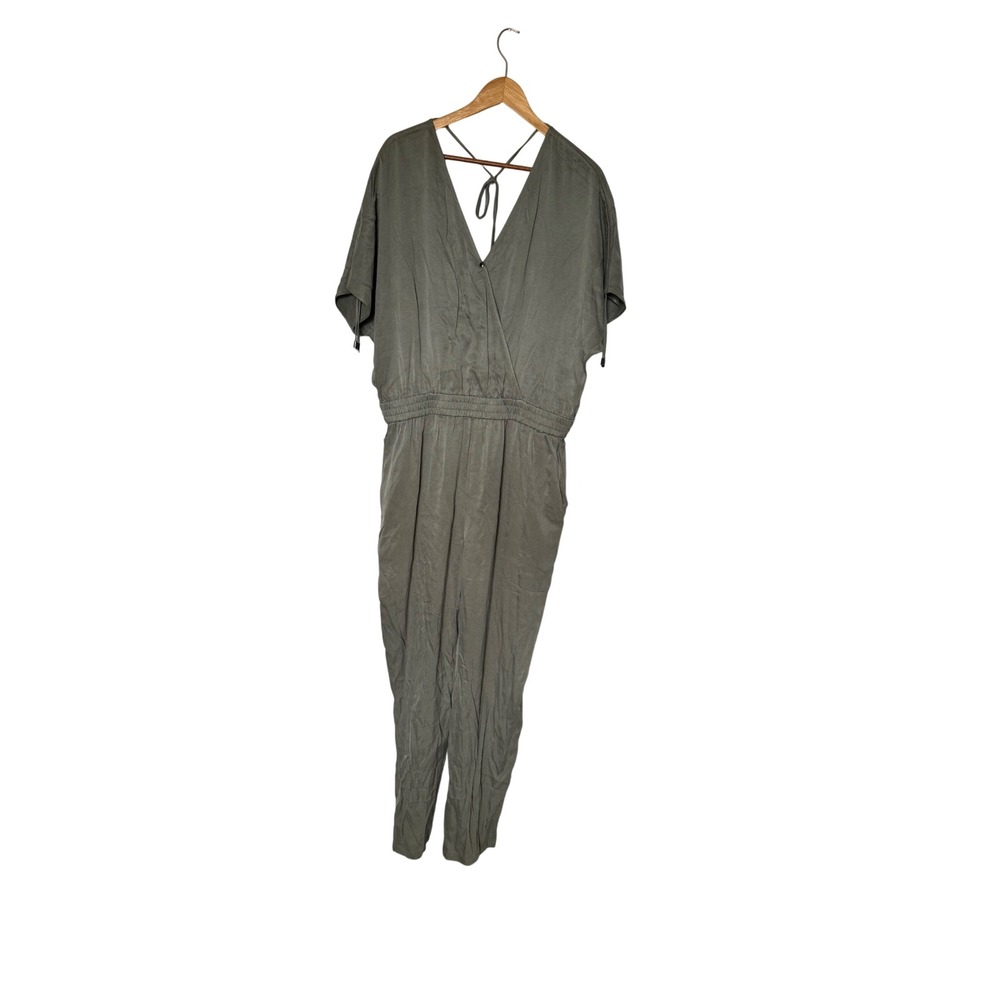Aday Cool Intentions Jumpsuit Moss Green Cupro Wrap V-Neck XL OJL-KHK-01XL